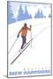 Cross Country Skier, Bartlett, New Hampshire-Lantern Press-Mounted Art Print