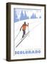 Cross Country Skier, Estes Park, Colorado-Lantern Press-Framed Art Print