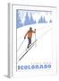 Cross Country Skier, Estes Park, Colorado-Lantern Press-Framed Art Print