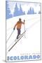 Cross Country Skier, Estes Park, Colorado-Lantern Press-Mounted Art Print