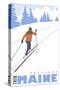 Cross Country Skier, Freeport, Maine-Lantern Press-Stretched Canvas