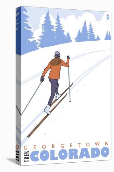 Cross Country Skier, Georgetown, Colorado-Lantern Press-Stretched Canvas