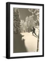 Cross-Country Skier in Profile-null-Framed Art Print