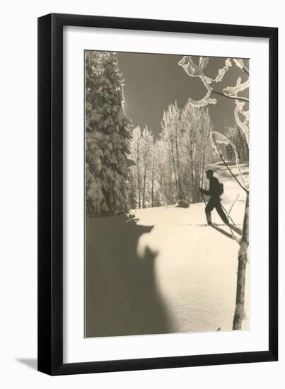 Cross-Country Skier in Profile-null-Framed Art Print