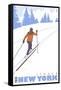 Cross Country Skier, Ithaca, New York-Lantern Press-Framed Stretched Canvas