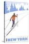 Cross Country Skier, Ithaca, New York-Lantern Press-Stretched Canvas