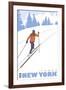 Cross Country Skier, Ithaca, New York-Lantern Press-Framed Art Print