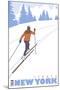 Cross Country Skier, Ithaca, New York-Lantern Press-Mounted Art Print