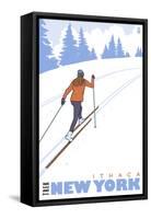 Cross Country Skier, Ithaca, New York-Lantern Press-Framed Stretched Canvas
