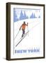 Cross Country Skier, Ithaca, New York-Lantern Press-Framed Art Print