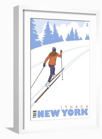 Cross Country Skier, Ithaca, New York-Lantern Press-Framed Art Print