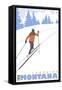 Cross Country Skier, Lakeside, Montana-Lantern Press-Framed Stretched Canvas