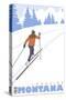 Cross Country Skier, Lakeside, Montana-Lantern Press-Stretched Canvas