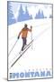 Cross Country Skier, Lakeside, Montana-Lantern Press-Mounted Art Print