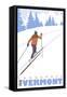 Cross Country Skier, Landgrove, Vermont-Lantern Press-Framed Stretched Canvas