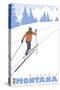 Cross Country Skier, Missoula, Montana-Lantern Press-Stretched Canvas