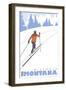 Cross Country Skier, Missoula, Montana-Lantern Press-Framed Art Print