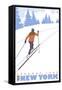 Cross Country Skier, Saranac Lake, New York-Lantern Press-Framed Stretched Canvas