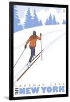 Cross Country Skier, Saranac Lake, New York-Lantern Press-Framed Art Print