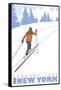 Cross Country Skier, Saranac Lake, New York-Lantern Press-Framed Stretched Canvas