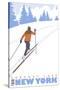 Cross Country Skier, Saranac Lake, New York-Lantern Press-Stretched Canvas