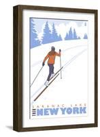 Cross Country Skier, Saranac Lake, New York-Lantern Press-Framed Art Print