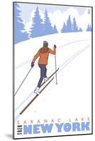 Cross Country Skier, Saranac Lake, New York-Lantern Press-Mounted Art Print