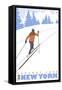 Cross Country Skier, Saranac Lake, New York-Lantern Press-Framed Stretched Canvas