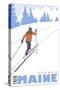 Cross Country Skier, Sebago, Maine-Lantern Press-Stretched Canvas