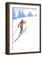 Cross Country Skier Stylized-Lantern Press-Framed Art Print