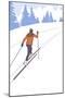 Cross Country Skier Stylized-Lantern Press-Mounted Art Print