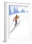 Cross Country Skier Stylized-Lantern Press-Framed Art Print