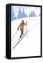 Cross Country Skier Stylized-Lantern Press-Framed Stretched Canvas