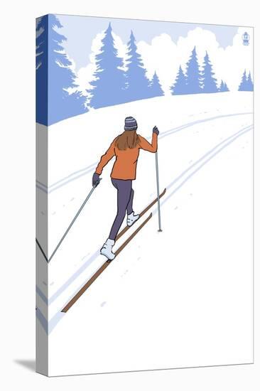 Cross Country Skier Stylized-Lantern Press-Stretched Canvas