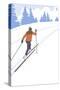 Cross Country Skier Stylized-Lantern Press-Stretched Canvas