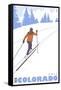 Cross Country Skier, Vail, Colorado-Lantern Press-Framed Stretched Canvas