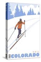 Cross Country Skier, Vail, Colorado-Lantern Press-Stretched Canvas