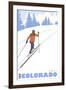 Cross Country Skier, Vail, Colorado-Lantern Press-Framed Art Print