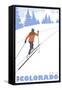 Cross Country Skier, Vail, Colorado-Lantern Press-Framed Stretched Canvas