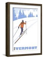 Cross Country Skier - Vermont-Lantern Press-Framed Art Print