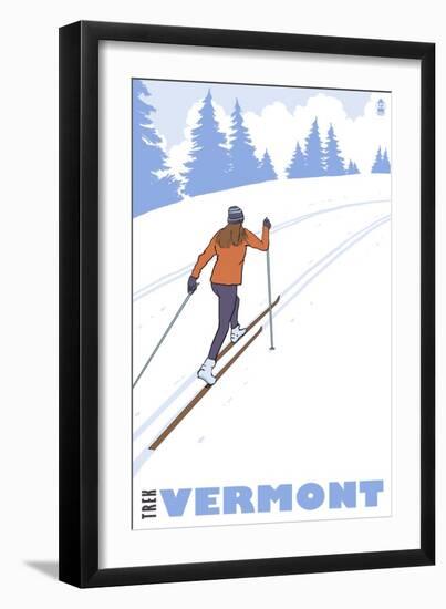 Cross Country Skier - Vermont-Lantern Press-Framed Art Print