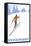 Cross Country Skier - Vermont-Lantern Press-Framed Stretched Canvas