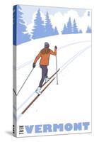 Cross Country Skier - Vermont-Lantern Press-Stretched Canvas