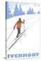 Cross Country Skier - Vermont-Lantern Press-Stretched Canvas