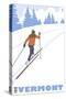 Cross Country Skier - Vermont-Lantern Press-Stretched Canvas