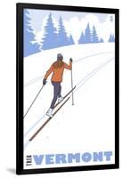 Cross Country Skier - Vermont-Lantern Press-Framed Art Print