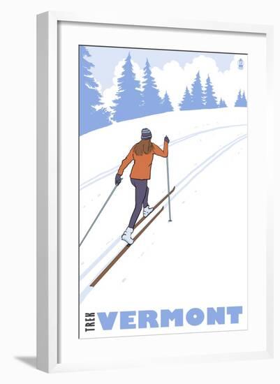 Cross Country Skier - Vermont-Lantern Press-Framed Art Print