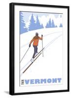 Cross Country Skier - Vermont-Lantern Press-Framed Art Print