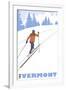 Cross Country Skier - Vermont-Lantern Press-Framed Art Print