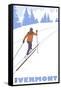 Cross Country Skier - Vermont-Lantern Press-Framed Stretched Canvas